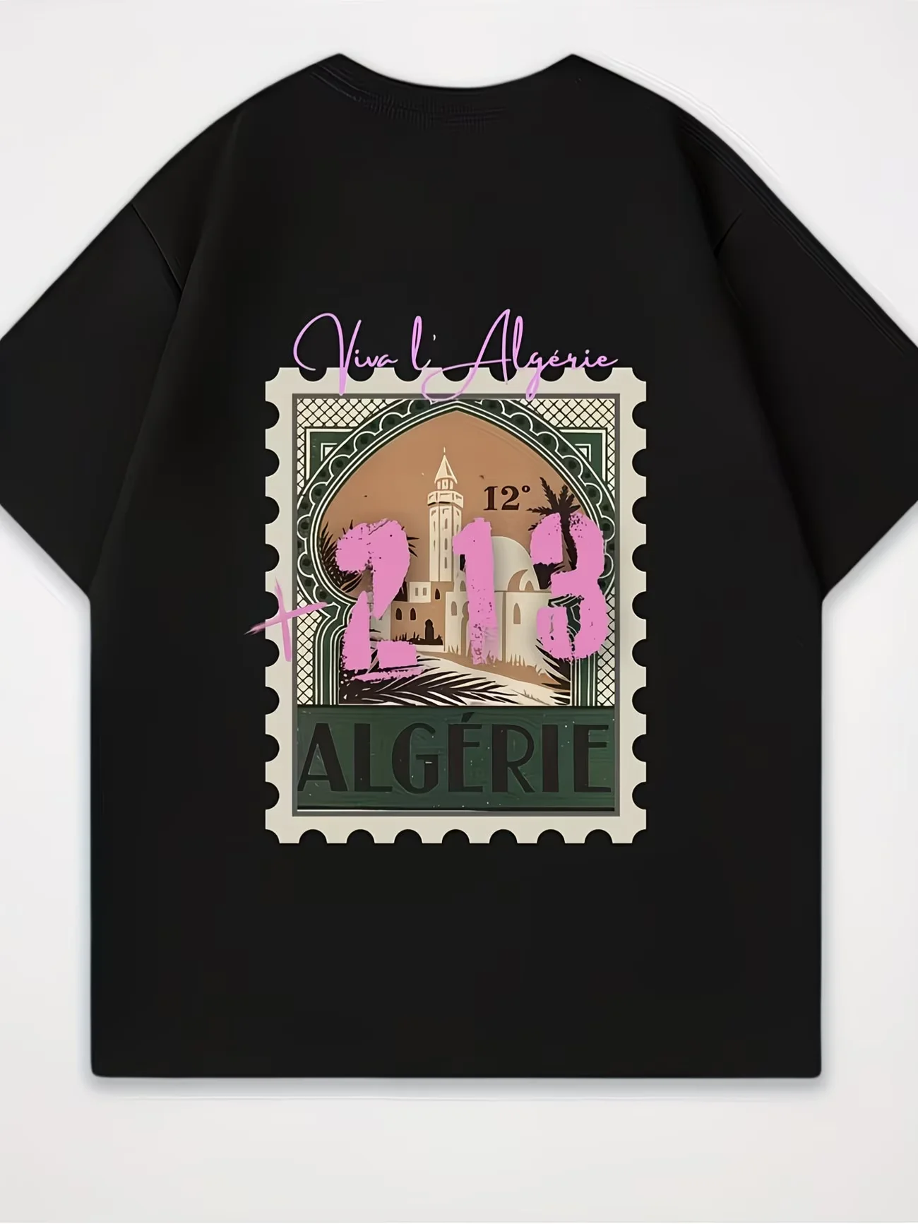 Women's Retro Algerian Passport Stamp Graphic T Shirt Men Tee Streetwear Casual Trendy Oversized Loose Vintage Harajuku O-Neck