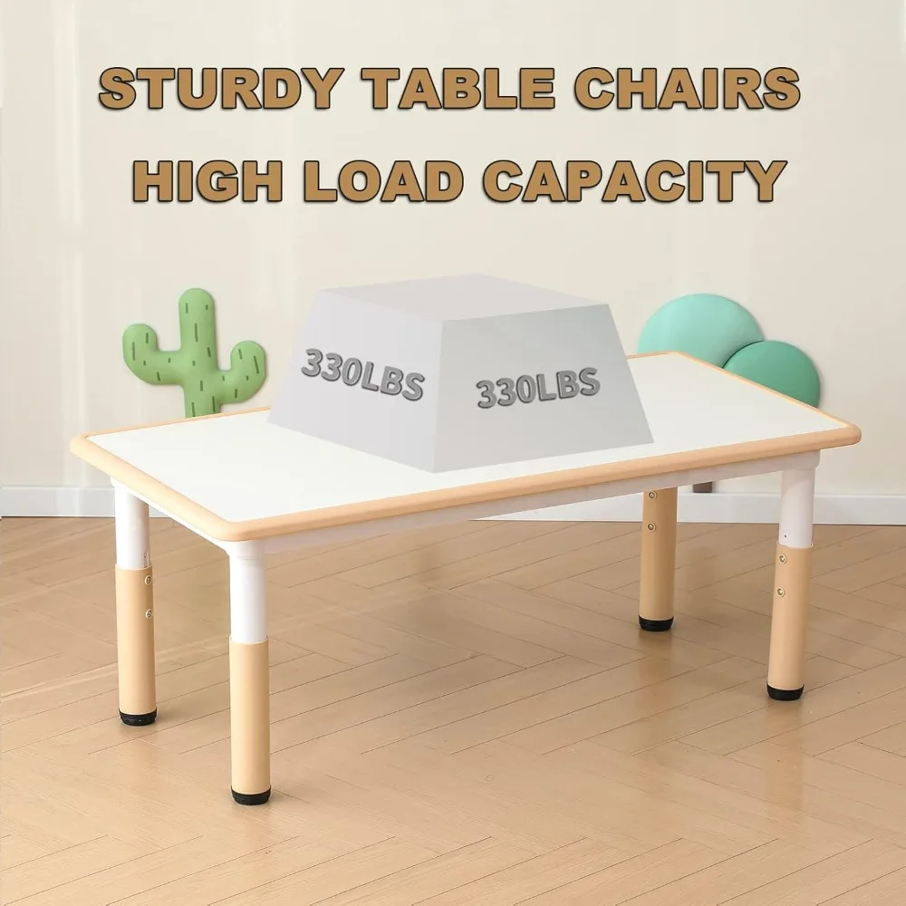 Kinderspieltisch und Stühle im Set für Kinder im Alter von 5 bis 8 Jahren mit 6 Stühlen