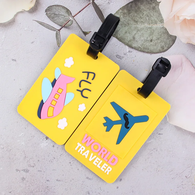 PVC Silicone Luggage Tags Creative Aircraft Graphics Anti-loss Luggage Tag Anti-confusion Label for Suitcase Travel Accessories