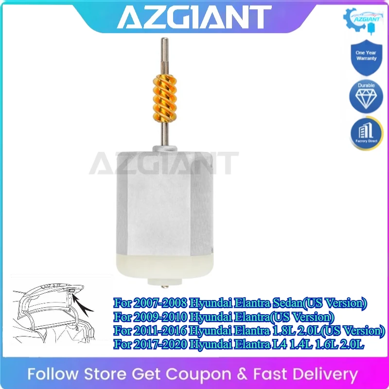 

AZGIANT for Hyundai Elantra US Version Car Trunk Lock Actuator Tailgate Mini Motor Easy to Replace Save Money