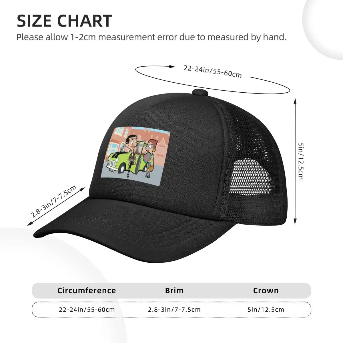 قبعات بيسبول شبكية من Mr Bean Snapback قبعات بيسبول عصرية قابلة للتنفس كاجوال للاستخدام الخارجي للجنسين