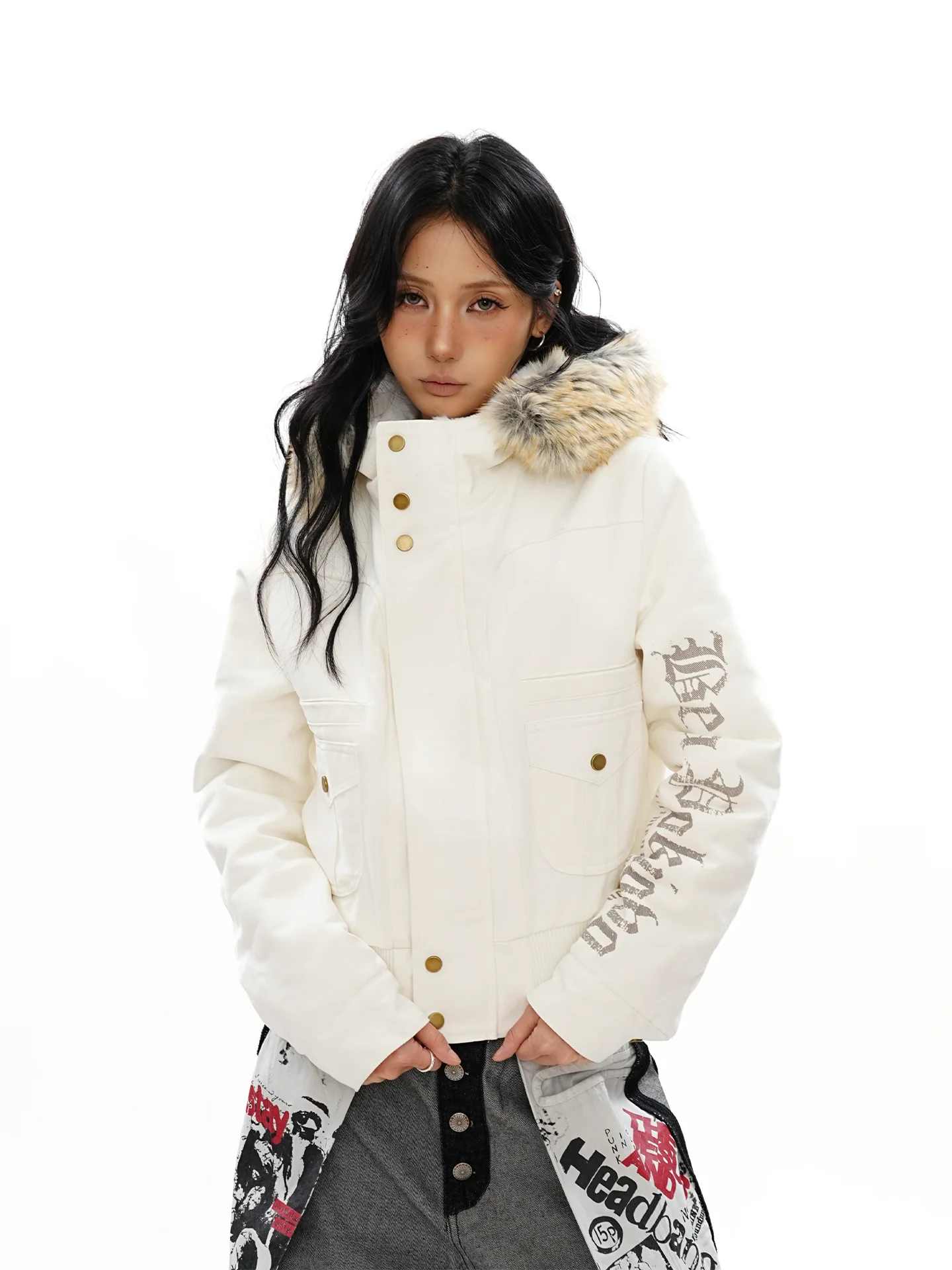 

S3T5 Detachable Fur Collar down Jaet Women's Men's Winter Warm Top American Design Sle Loose Fit Cotton Long Sve Coat