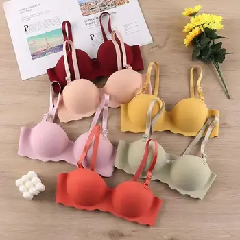 여성용 심리스 푸시 업 브라, 편안한 캔디 컬러 브래지어, 조절 가능한 처짐 방지 리프팅 브라렛, 원피스 속옷 