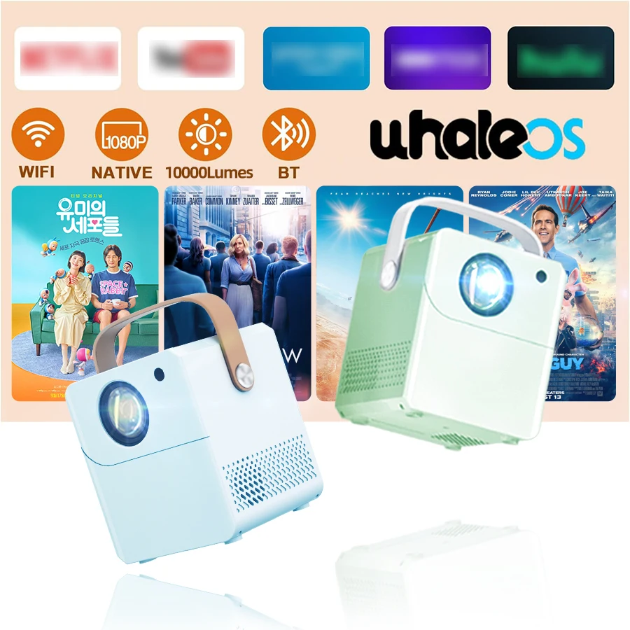 

4K HD Home Projector Supports 5G WiFi Connects to Mobile Phones and Computers,Built-in Android System suitable for home/outdoor