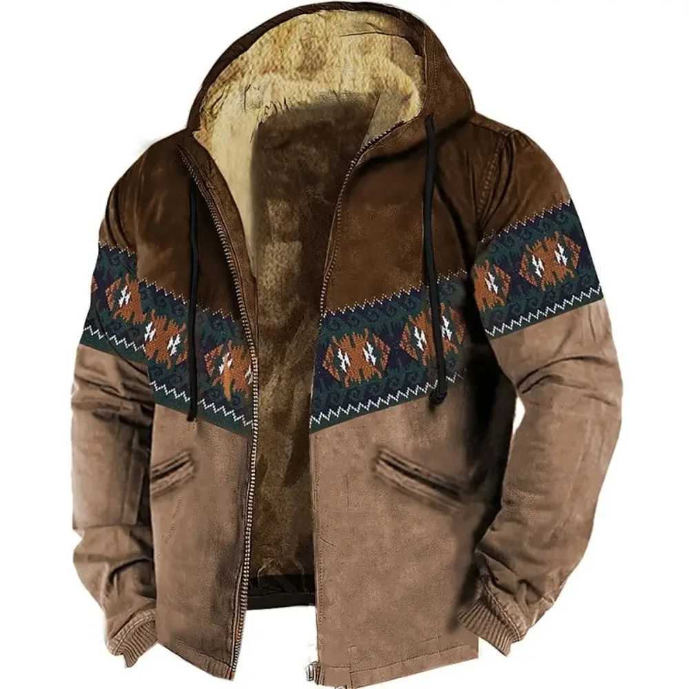 Sudaderas con capucha con cremallera para hombre y mujer, ropa de invierno con patrón tradicional, sudadera de manga larga, chaqueta, prendas de vestir exteriores