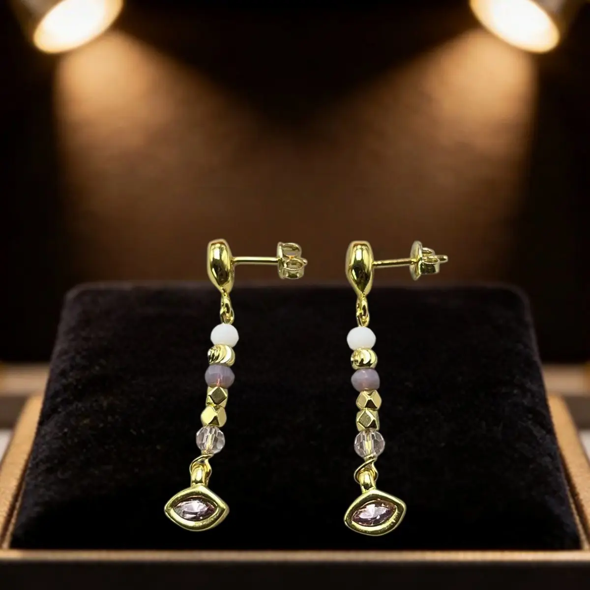 

2026 Spain Gorgeous Mysterious Amethyst Devil's Eye Earrings Jewelry Accessories Niche Gifts