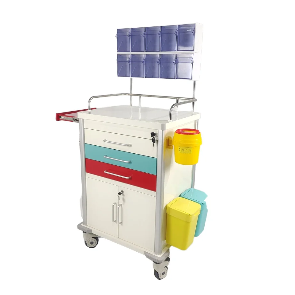 ABS Modern Design Medical Equipment Trolley Emergency Procedure Treatment Crash Cart Hospital Furniture Direct Construction