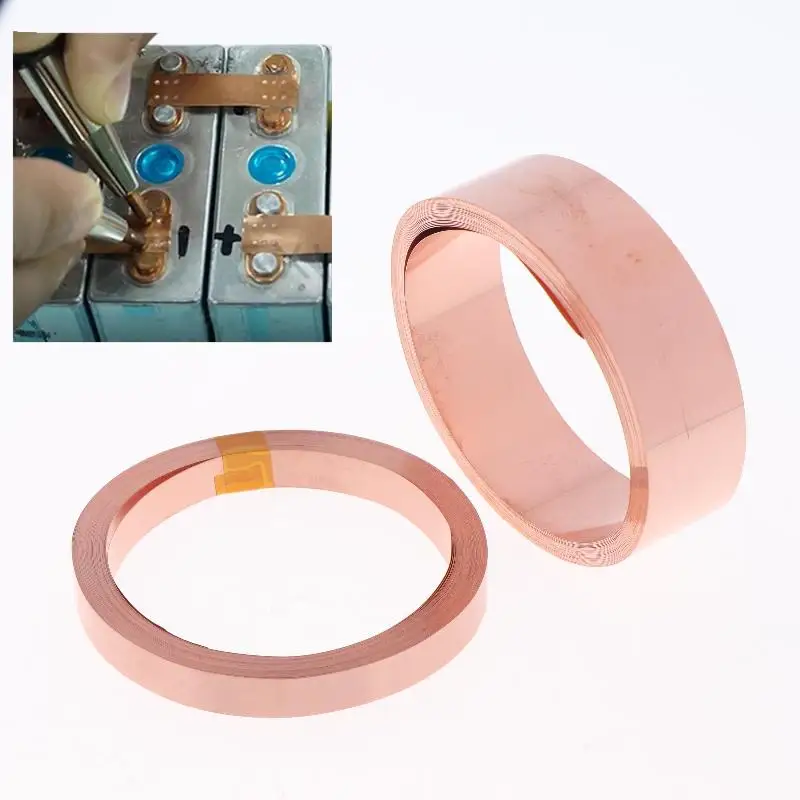 1 Roll T2 Pure Copper Battery Connection Belt 5/10 Meters High Conductivity for 18650 21700 Battery Pack
