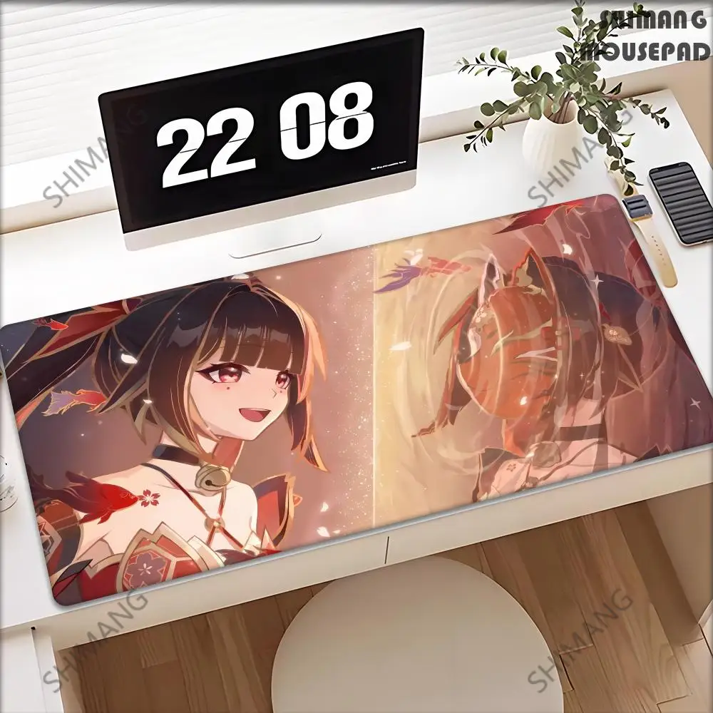 Mouse pad gamer oni diabo máscara de borracha tapete de mouse anime meninas grande gaming mousepad jogo hd impressão teclado antiderrapante tapete de mesa