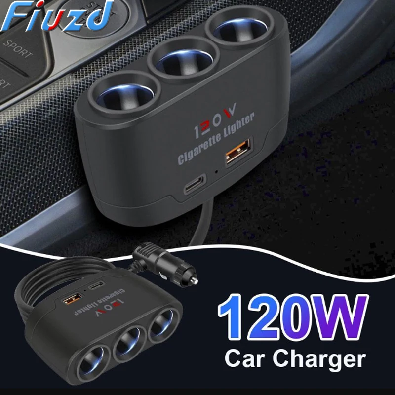 Car One Tow Three Power Dual USB Interface Car Charger Multi-function Car Power Adapter Plug