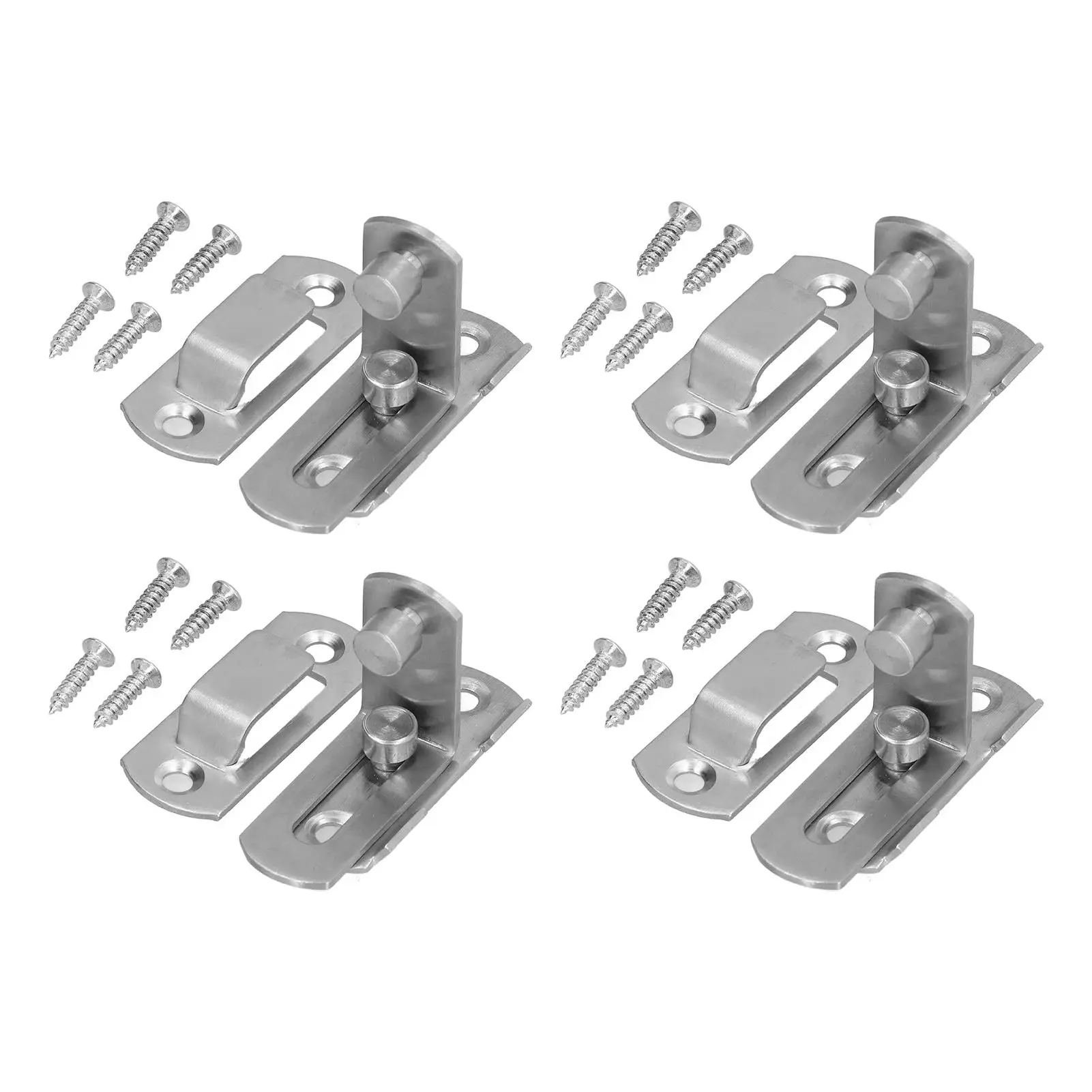 4-Pack Stainless Steel 90° Flip Door Sliding Latches - Silver Buckles for meeting Room & Furniture Hardware