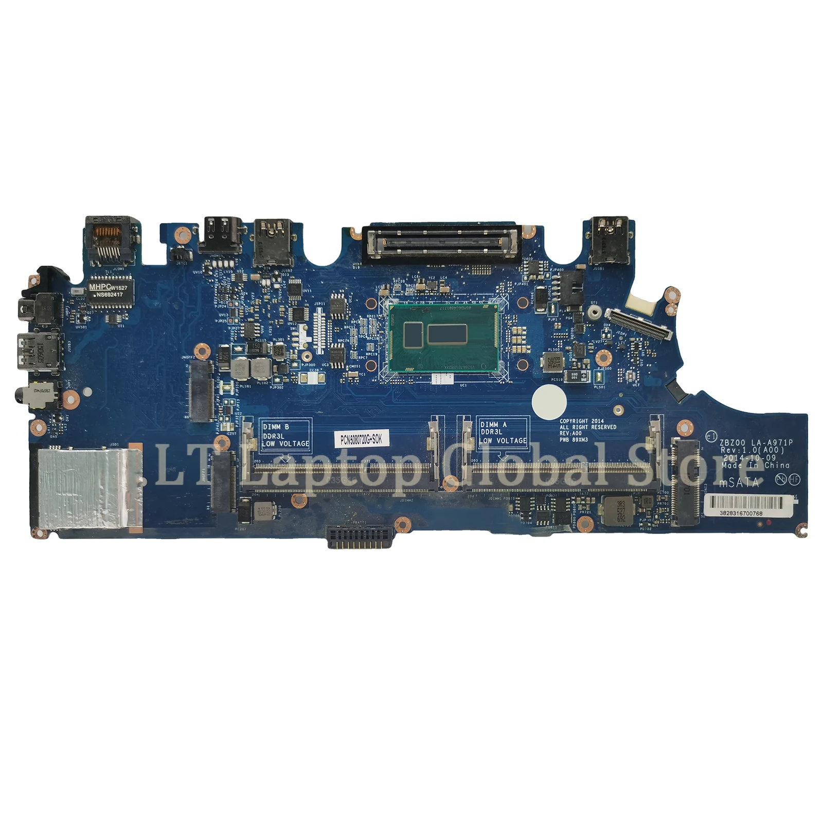 LA-A972P notebook mainboard For DELL Latitude E7250 CN-02YX3C 02YX3C Laptop Motherboard I5-5200U DDR3 