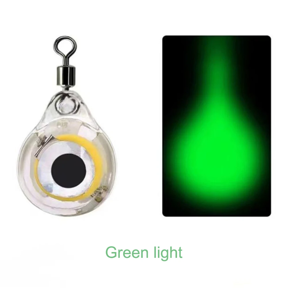 10Pcs Underwater Night Light Lure Mini Eye Shape Lighted Flasher Bait Battery Powered Fish Lures Attractant for Attracting Fish