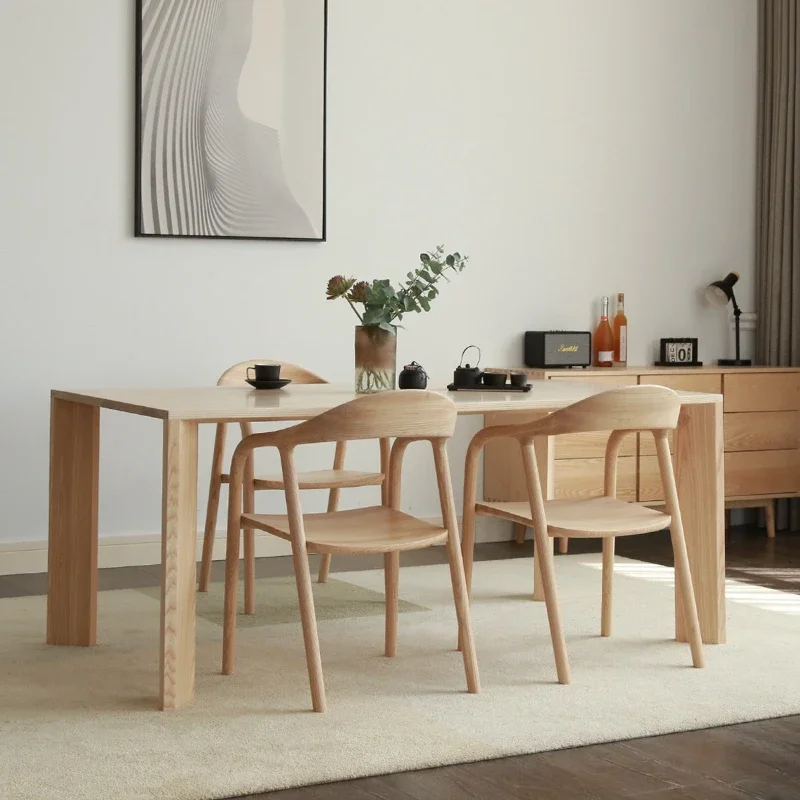 Ash wood solid wood dining table Qingmuidang Japanese simple log style restaurant rectangular eating table workbench