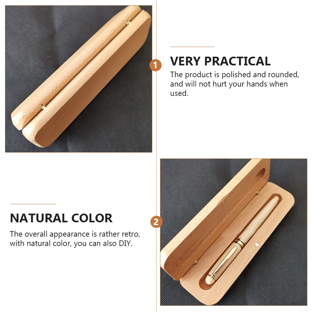 

1pc Wooden Pen Box Natural Retro Style Diy Stationery Storage Organizer For Office School Supplies Pencil Case Holder Solid Wood