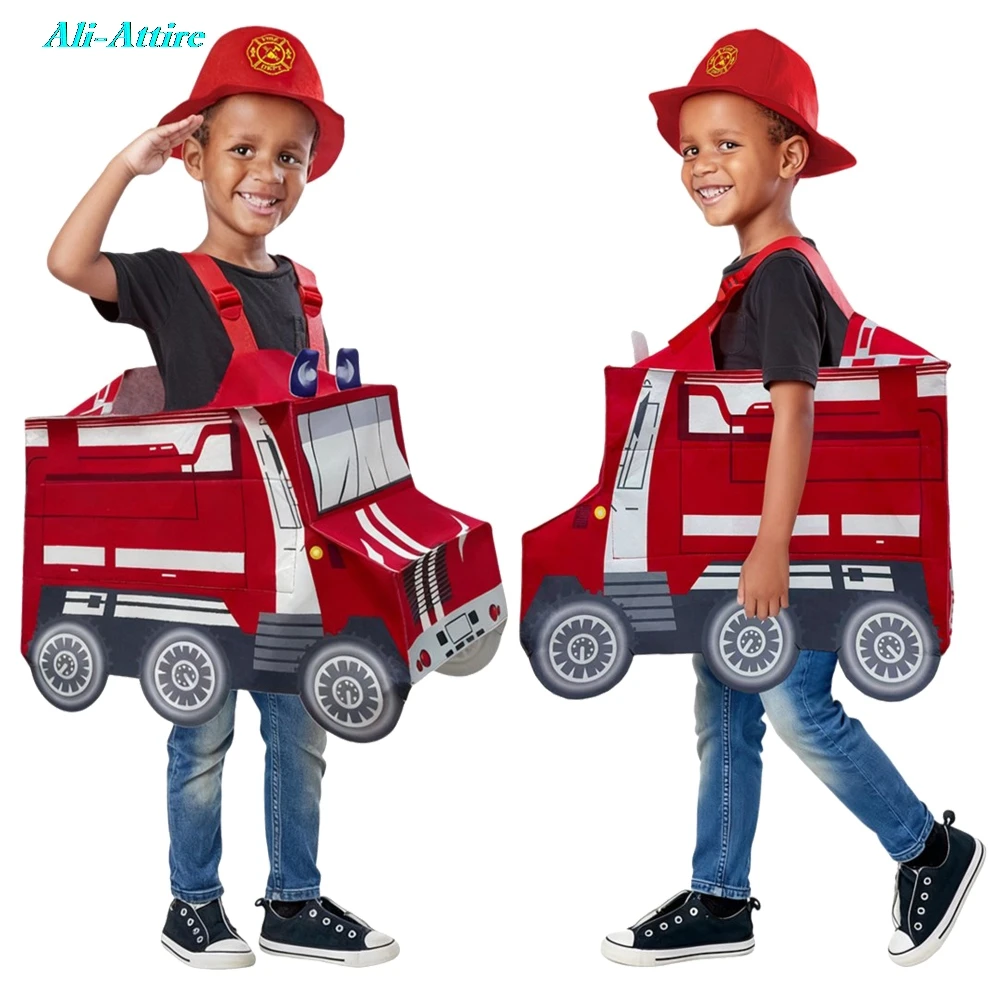 Disfraz de Bombero para Halloween, Abrigo, Sombrero, Tela, Disfraz Infantil para Fiestas, Juego de Roles, Niños y Niñas, Disfraz de Halloween, Trajes de Carnaval