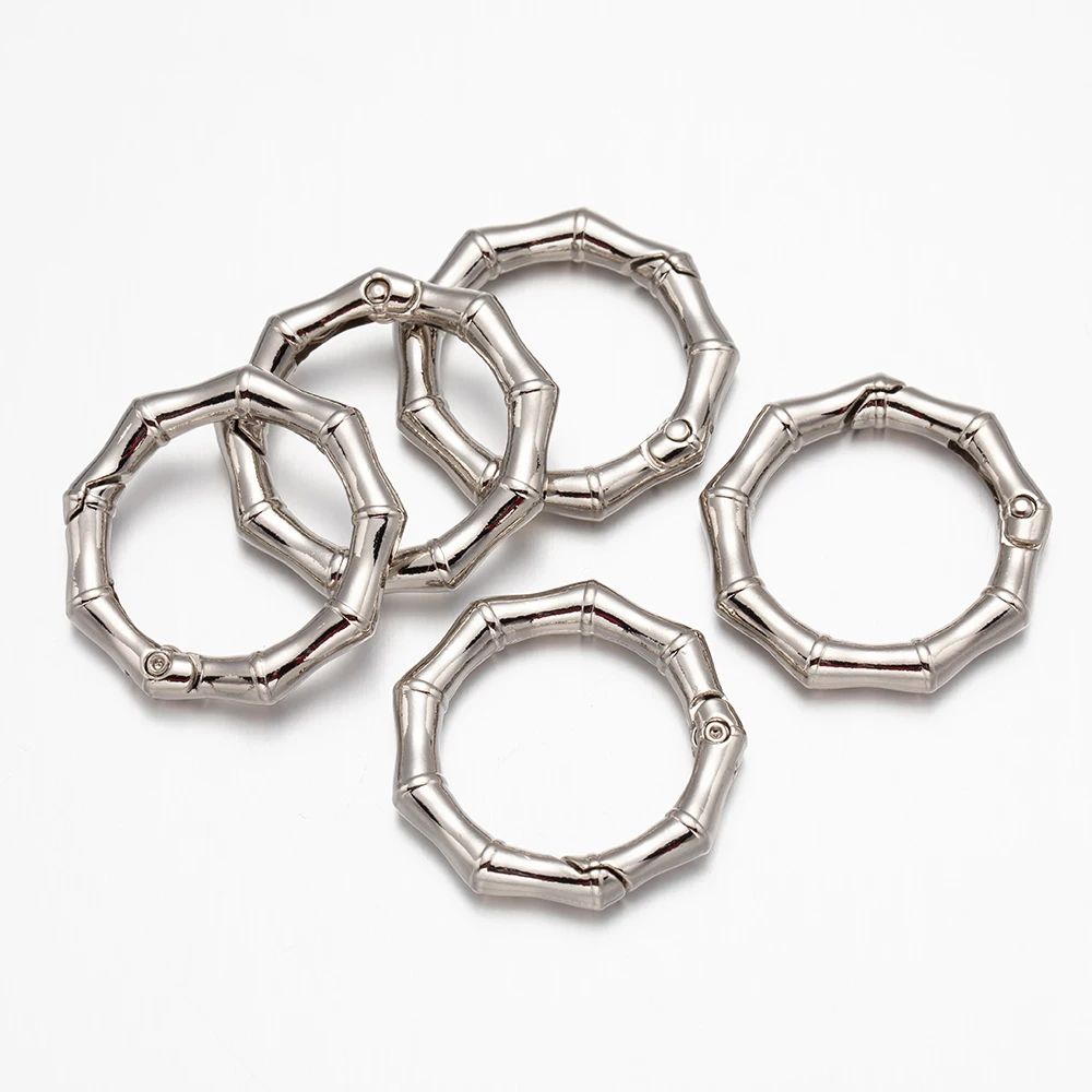 5pcs/Lot Metal Bamboo Spring Ring Round Key Buckles Clips Hooks Carabiner for DIY Connector Handbags Keychain Jewelry Accessory