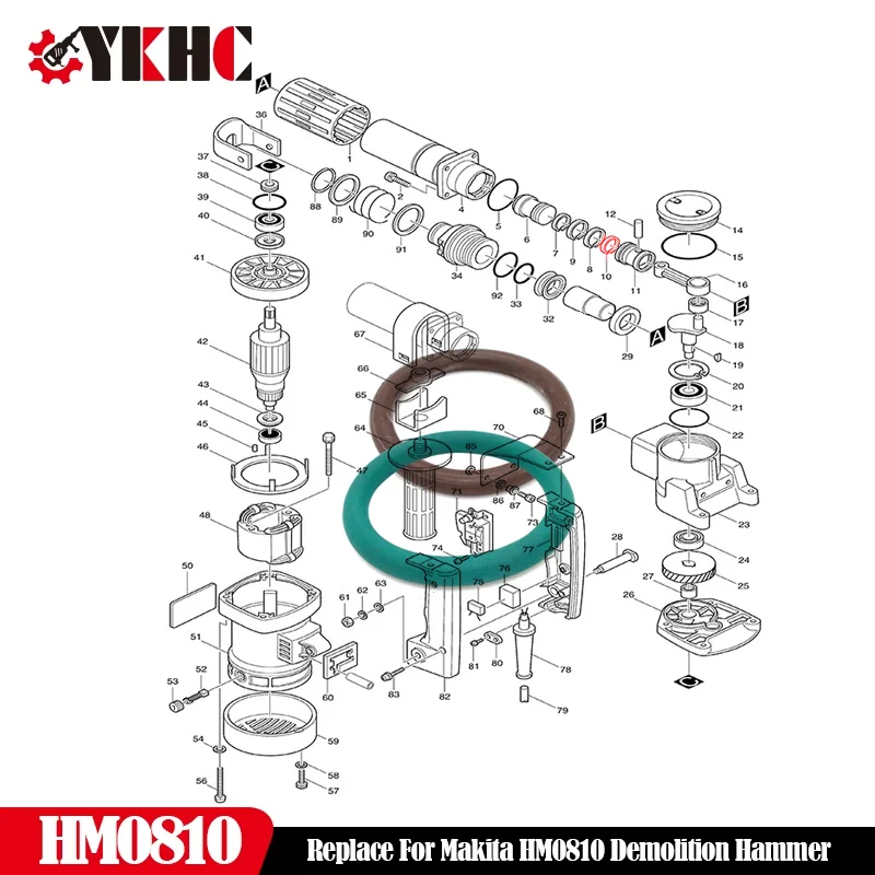 HM0810 Demolition Hammer O Ring Replace For Makita HM 0810 HM0810 Spare Parts Accessories Two Colors Random Delivery 2Pcs