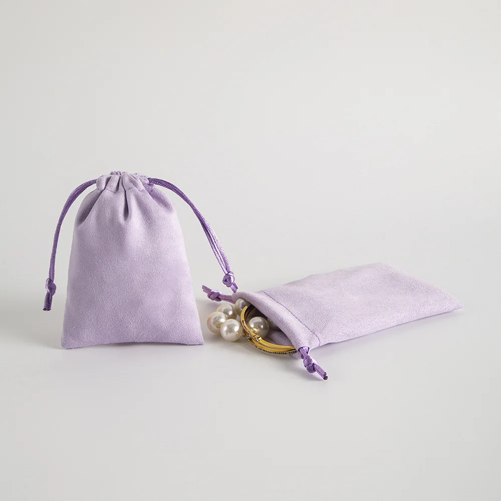 Velvet Drawstring Packing Gift Bags, Light Purple Pouches, Jewelry Display Packaging, Flanela, Luxo, Camurça, 5x7cm, 7x9cm, 8x10cm, 10Pcs