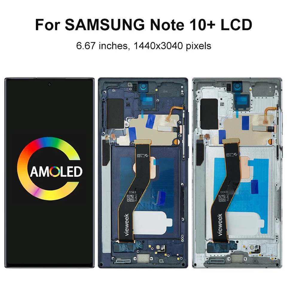 Ensamblaje de pantalla LCD AMOLED Note10+ para Samsung Galaxy Note 10 Plus N975F N975F/DS, pantalla táctil digital reemplazo 4