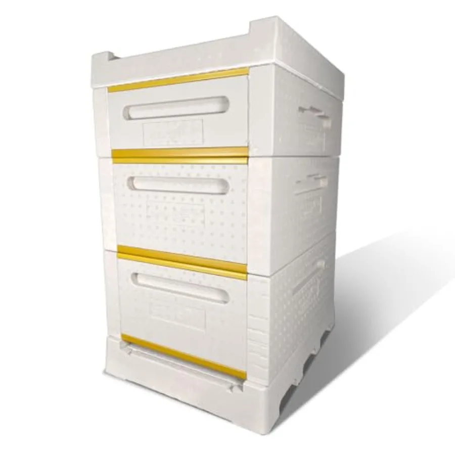 

Polystyrene Beehive Kit R8 Insulated Design White Durable Efficient for Increased Honey Production with 20 Deep 10 Medium Wax-C
