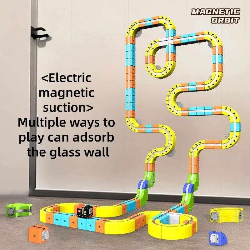 شحن اللبنات المغناطيسية المسار قاطرة متغيرة شنقا الجدار المضادة للجاذبية المغناطيسي شفط لعبة قطار الصبي عالية السرعة #3