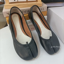 Women Tabi Split Toe Shoes Ballets Flat Mary Janes Designers Shoes Plus Size 44 Loafers Lolita Dress Black Ballerina Zapato Muje