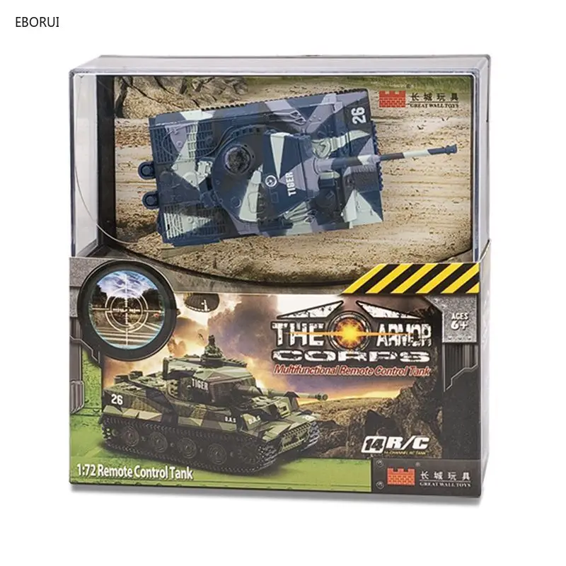 EBORUI 2117 Mini RC Tank 1:72 Radio Remote Control Mini RC German Military Tiger Tank with Sound Gift Toys RTR