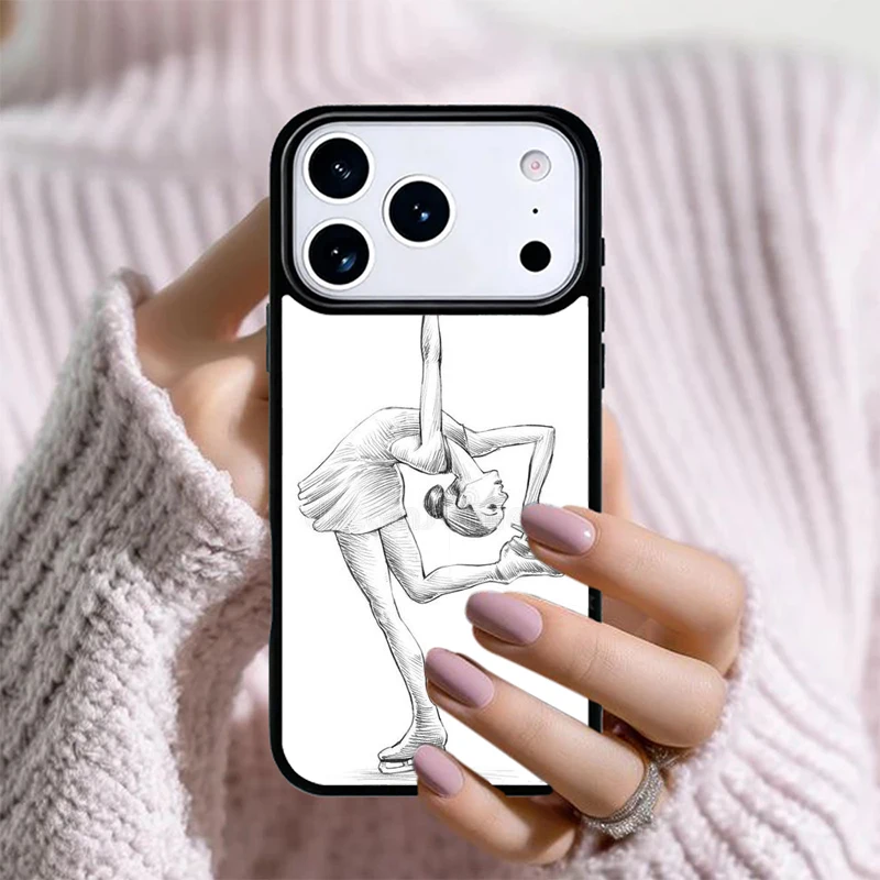 Funda de silicona a prueba de golpes con diseño de patinaje artístico para iPhone 17 16 Pro Max 15 14 Pro 11 12 13 XR XS 6 7 8 Plus