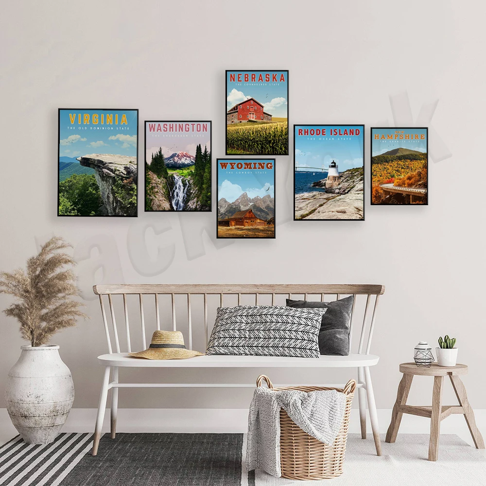 Mount Rainier، Theodore Roosevelt National Park، أوريغون، هاواي، ماين، مينيسوتا، نيو هامبشاير، ملصقات السفر لجزيرة رود #4