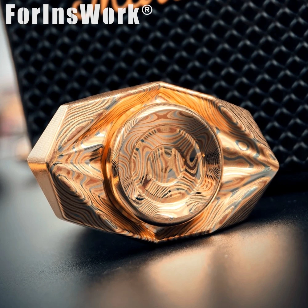 Two Blades Damascus Mokume Fidget Spinner Alloy Finger Gyro Portable Pocket Hand Spinner Long Spin Time Anti Stress Fidget Toy
