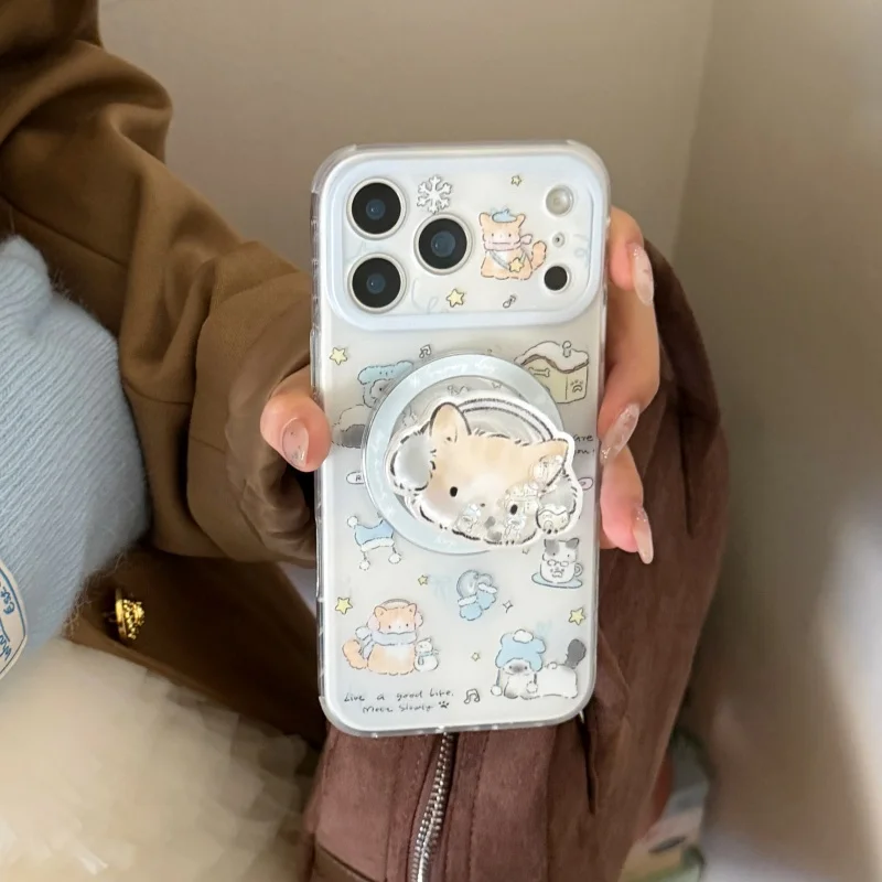 الكورية لطيف الكرتون القط قوس المغناطيسي قضية الهاتف آيفون 17 برو 16 14 15 برو ماكس الحالات مع حامل Magsafe Kawaii 16 Funda #1