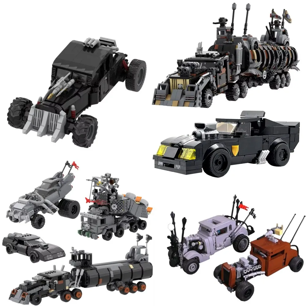 MOC Classic Racing Car Mads Maxs irritables black Cars and Elvis Building Blocks Model Fury Road The War Rig Bricks Toy Kid Gift