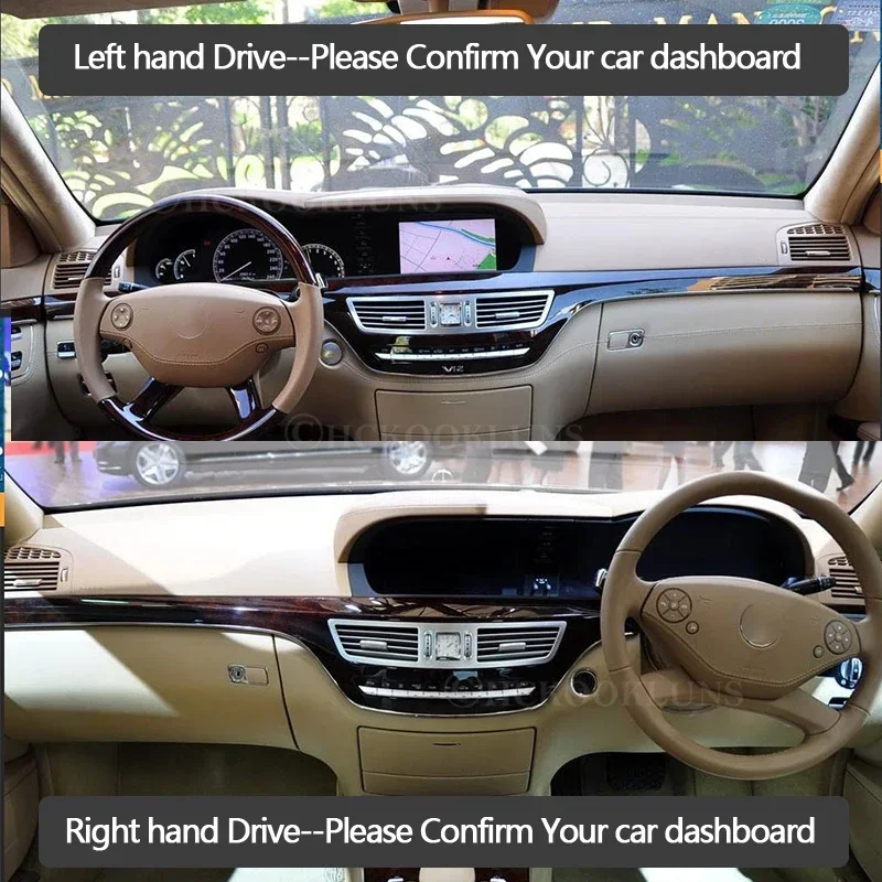 Car Dashboard Cover Avoid Light Pad Instrument Panel Mat Case Carpets for Mercedes Benz S-Class W221 2006~2013