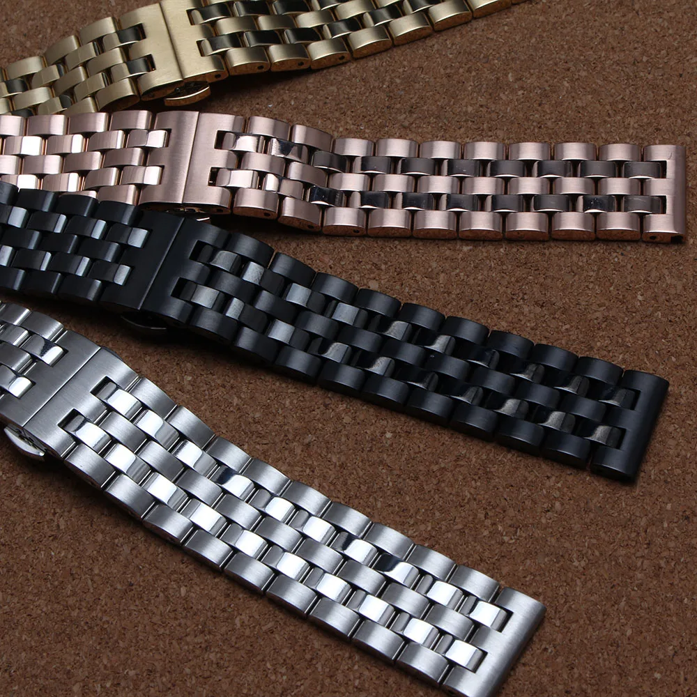 

Business watch strap All steel watches accessories 16mm 18mm 19mm 20mm 21mm 22mm Stainless steel silver gold bracelets beautiful