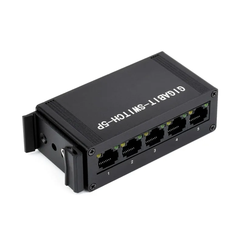 Interruptor Industrial Gigabit Ethernet 5P, dúplex completo 10/100/1000M, montaje en Riel DIN