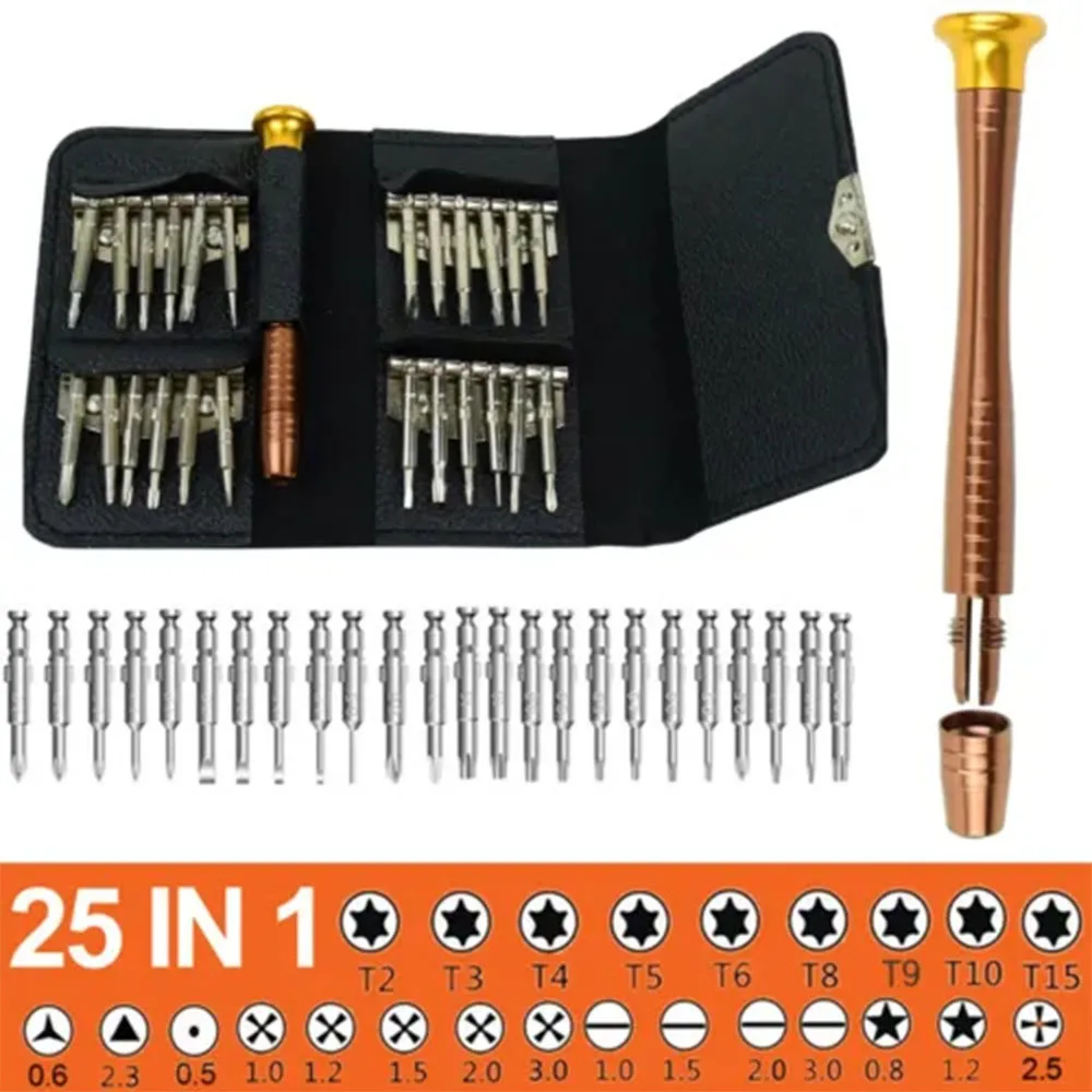 25 in 1 Mini Screwdriver Set Precision Screwdriver for Repairing Phone, Watch, Glasses, etc Fix Kit 25 in 1 with Storage Bag