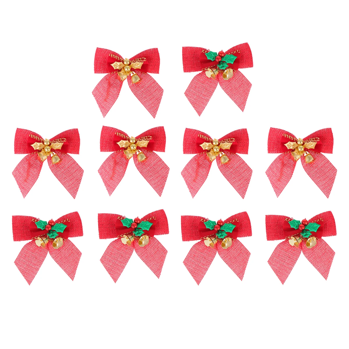 

10PCS Christmas Decoration Bells Bowknot Ornaments Gold Green Leaf Xmas Decorations Xmas Party Wedding