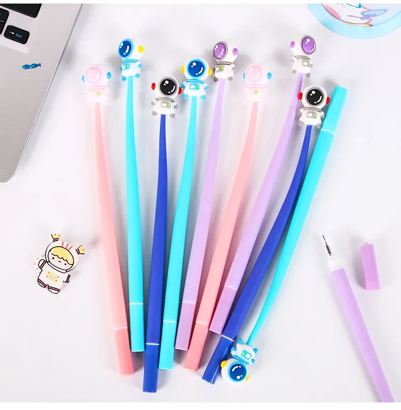 60Pcs Wholesale cartoon astronaut rocker, soft glue, soft cute pen, cute neutral pen for primary school students