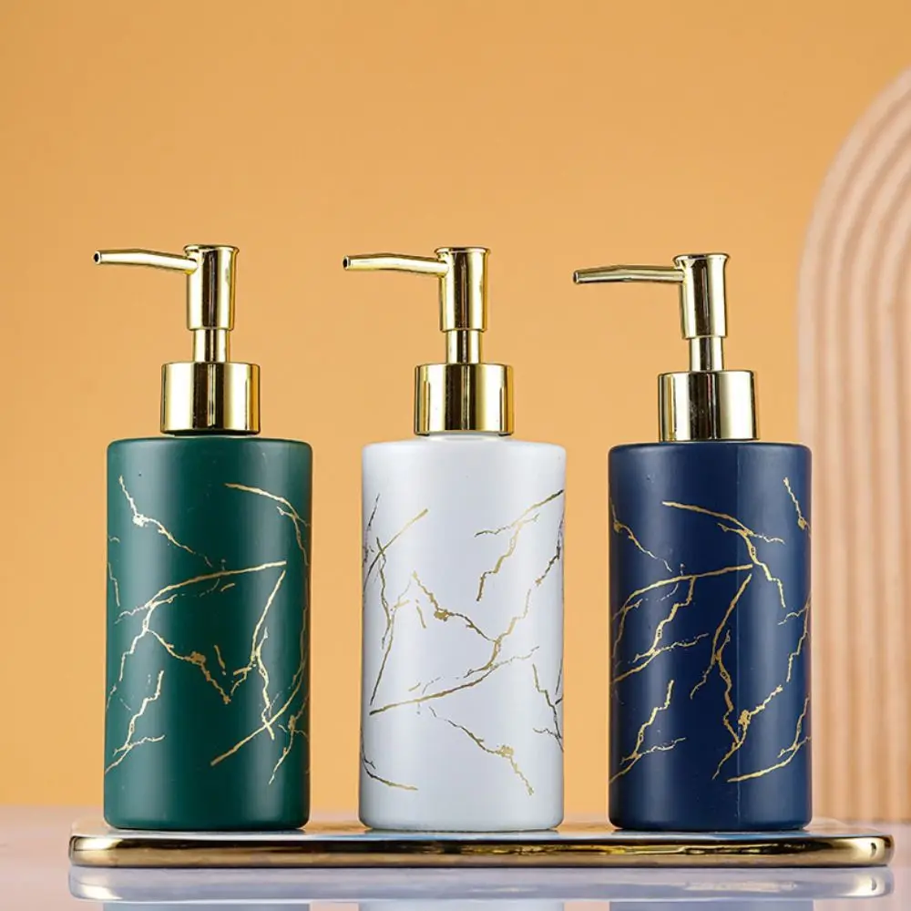 Practical Marbling Soap Dispensers 320ml Press Type Emulsion Bottle Glass Refillable Sanitizer Empty Bottle Hotel