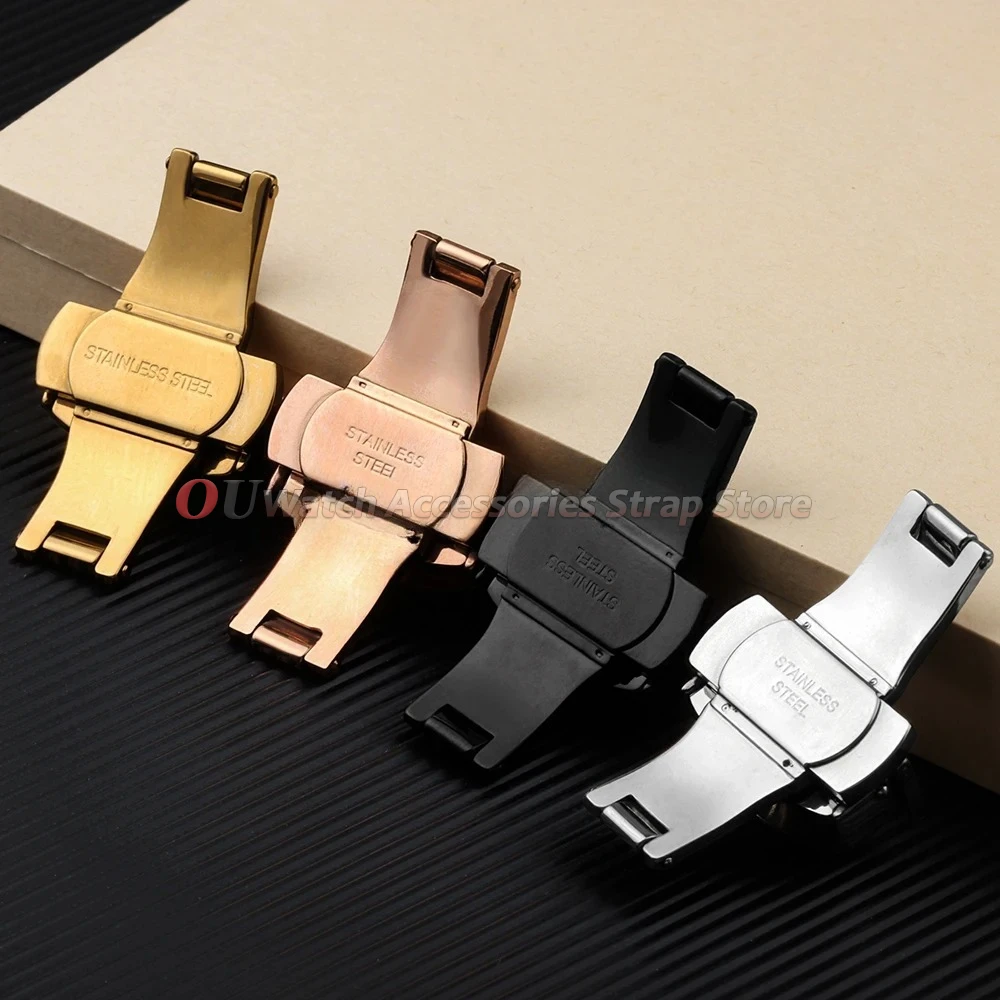 16mm 18mm 20mm 22mm Stainless Steel Polished Butterfly Buckle Watch Strap Metal Clasp Watch Band Accessories10mm 12mm 14mm 24mm image 6