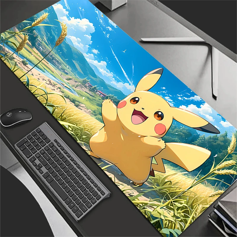 كبيرة ماوس الوسادة السجاد كمبيوتر محمول ألعاب لوحة المفاتيح حصيرة XXL P-Pokemons P-Pikachus ماوس حافة الأبيض شرابة المطاط الجدول حصيرة #5