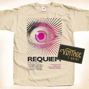 Requiem For A Dream V4 T shirt Tee Natural Vintage Cotton Movie Poster Beige All Sizes
