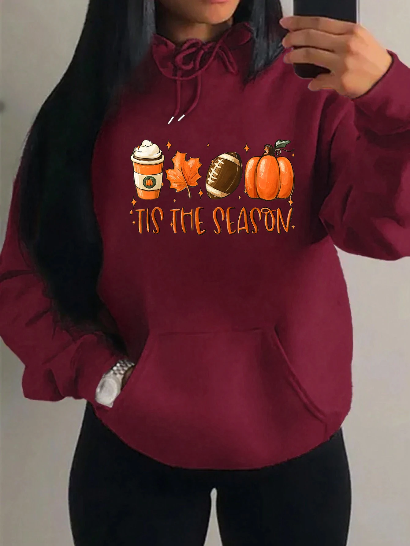 

It'S The Season Halloween Pumpkin Pattern Women Hoodie Loose Fashion Streetwear Autumn Multicolor Tops Hip Hop Unisex Clothing