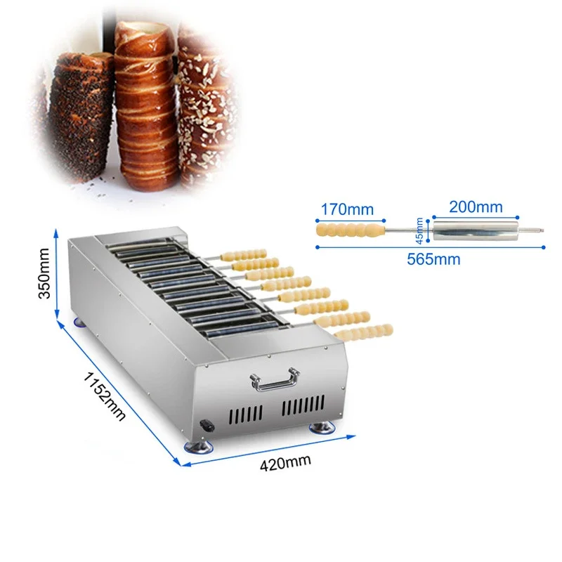 Stainless Steel Hungarian Chimney Cake Oven Kurtos Kalacs Waffle Maker Machine Donut Ice Cream Chimney Cakes Snack Equipment