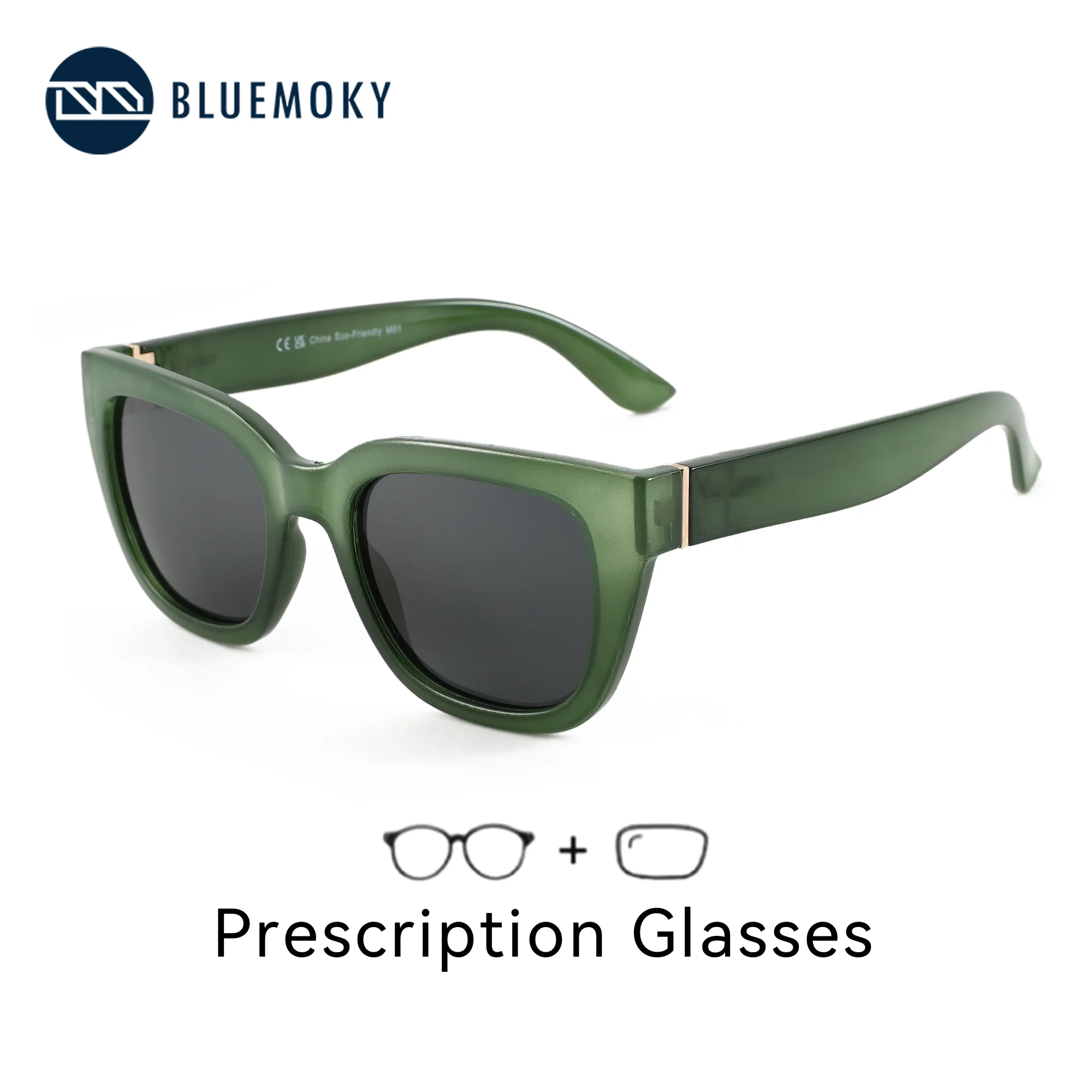 

BLUEMOKY Women Cat Eye Prescription Sunglasses Acetate Frame With Polarized Photochromic Lenses UV400 For Myopia Outdoor Optical