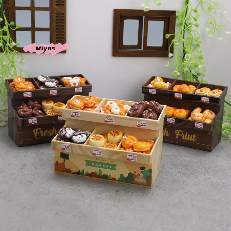 

37 шт., мини-игрушки для еды, десертная стойка, кукольный домик, миниатюрный хлебный шкаф, ручная работа, имитация супермаркета, сцены, украшения