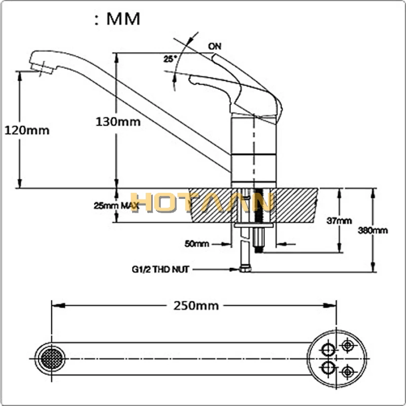 Hotaan Modern Kitchen Sink Faucet Mixer Cold and Hot Tap Single Hole Water Tap Rotate 360 Degrees Chrome Plated 