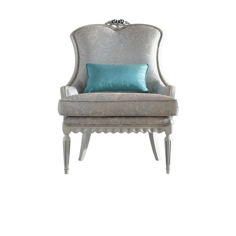 CX French light luxury solid wood carving flower leather single sofa chair