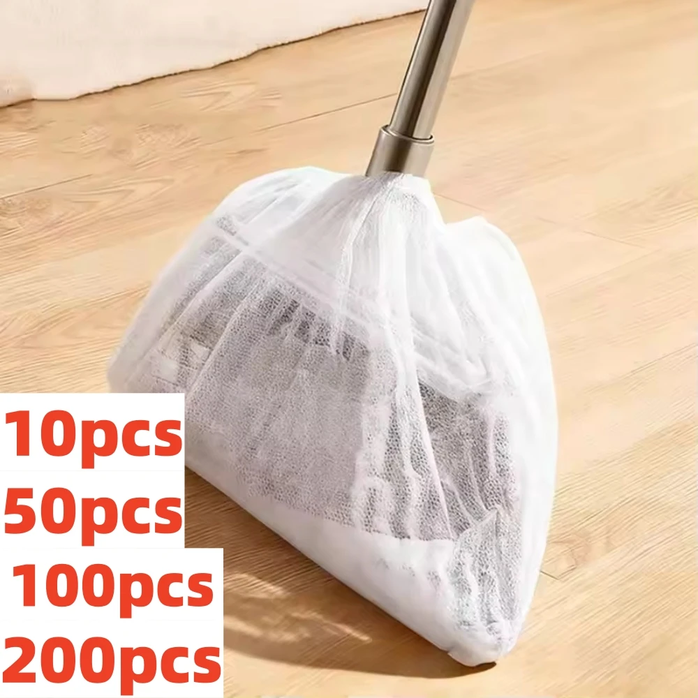 10/50/100/200pcs Disposable Broom Cover, Ground Hair Cleaning Cover, Crevice Dust Adsorption Cleaning Tool